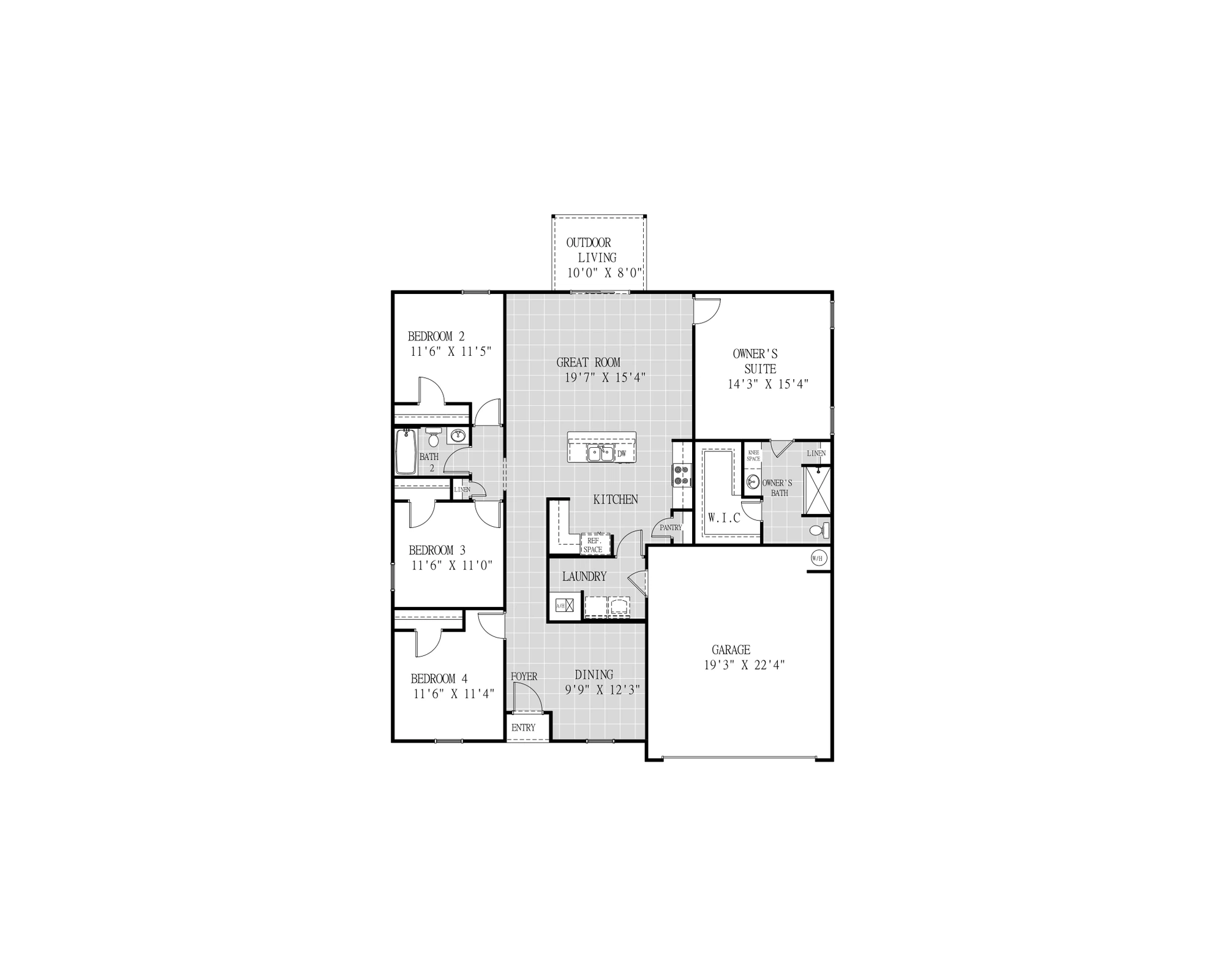 Holiday Builders Gulf Isle - Floor-plan drawing, Cochran Commons