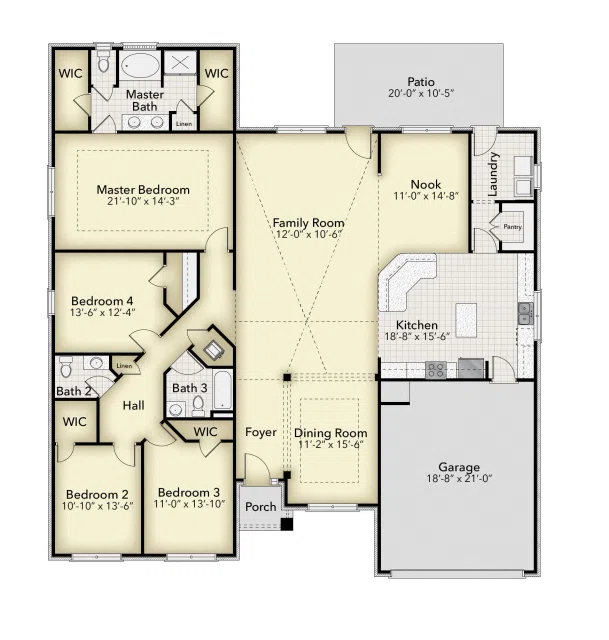 Adams Homes 2751 - Floor-plan drawing, Pecan Valley