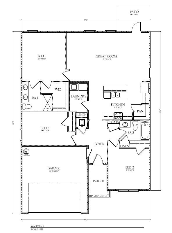 D.R. Horton The Walker - Floor-plan drawing, Fallschase at Pathstone