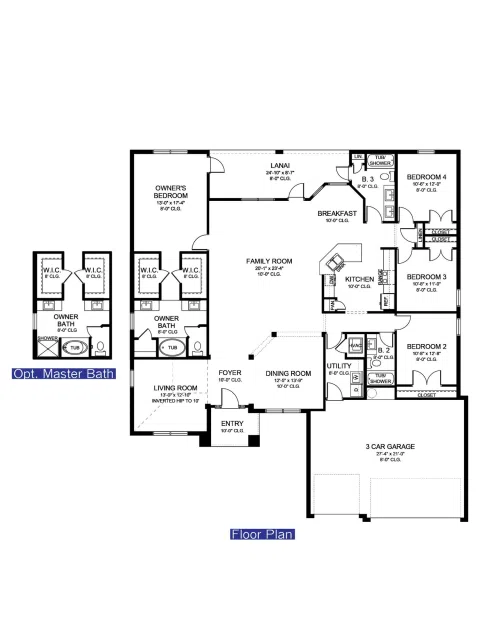 Adams Homes 2508 - Floor-plan drawing, Forest Park