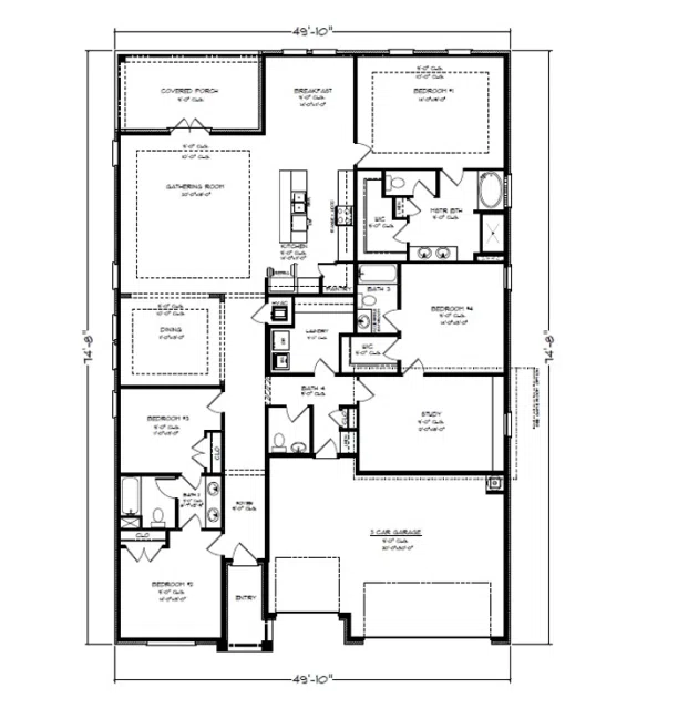 D.R. Horton The Camden - Floor-plan drawing, Grove at Berryhill