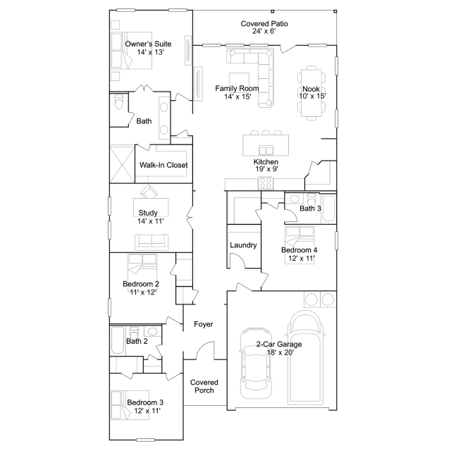 Lennar Hendrix - Floor-plan drawing, Lakeland
