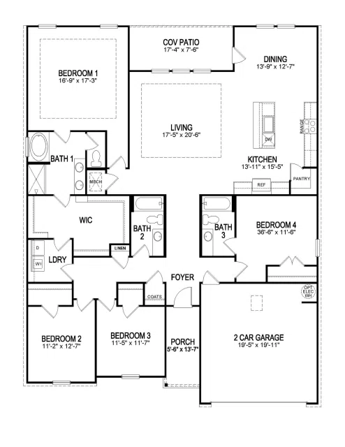 D.R. Horton The Oakdale - Floor-plan drawing, Lakes of Woodbine