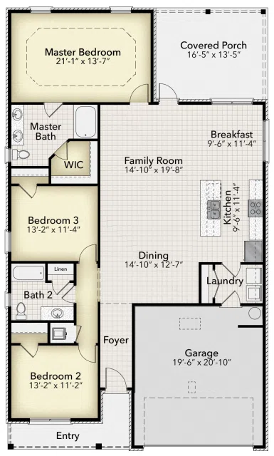 Adams Homes 1711 - Floor-plan drawing, Sandy Creek