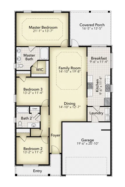 Adams Homes 1711 - Floor-plan drawing, Sandy Creek