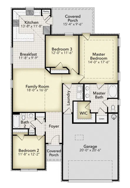 Adams Homes 1634 - Floor-plan drawing, Parkland Place