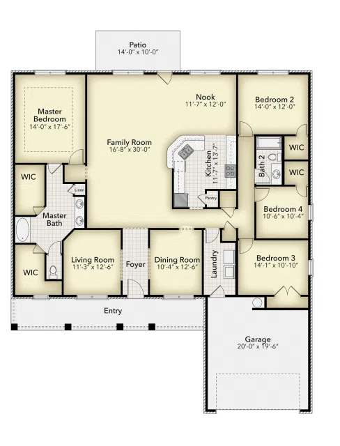 Adams Homes 2557 - Floor-plan drawing, Pecan Valley