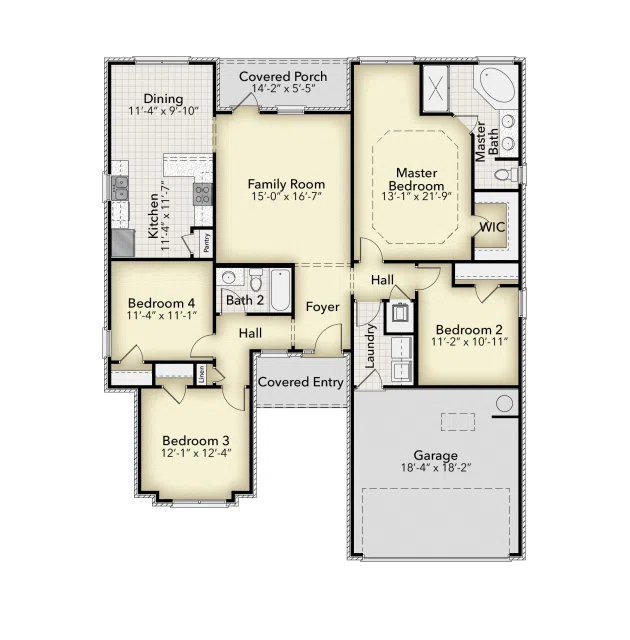 Adams Homes 1710 - Floor-plan drawing, Blossom Grove