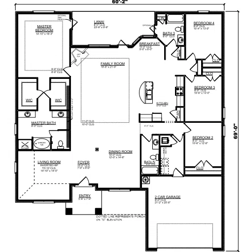 Adams Homes 2814 - Floor-plan drawing, Briar Rose