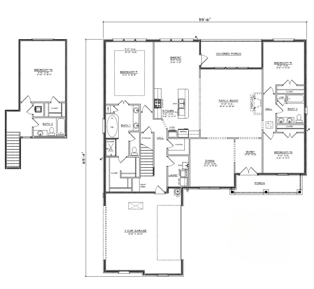 D.R. Horton Hickory - Floor-plan drawing, Harvest Green West