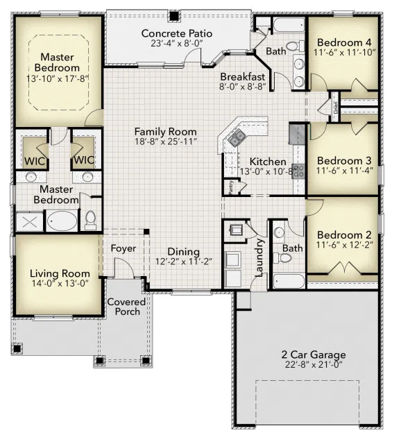 Adams Homes 2402 - Floor-plan drawing, Pecan Valley