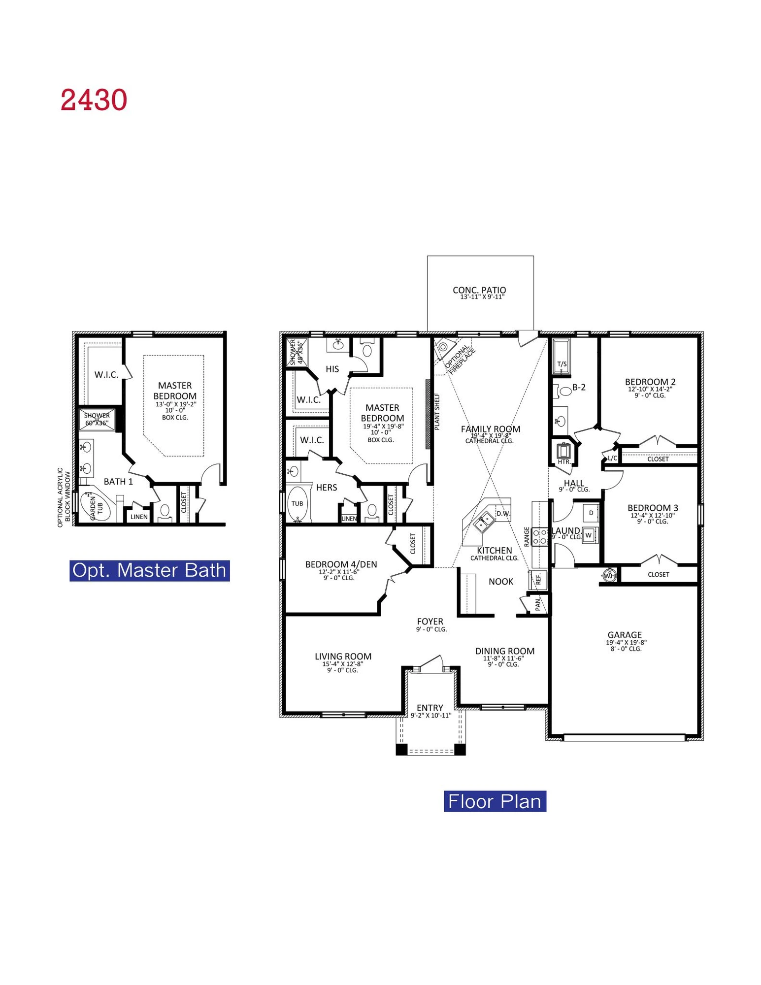 Adams Homes 2430 - Floor-plan drawing, Blossom Grove