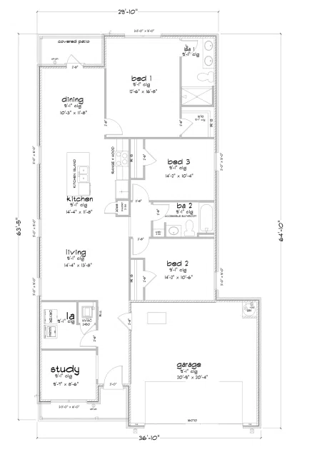 D.R. Horton Julia With 2 Car Garage - Floor-plan drawing, Blackwater Ridge