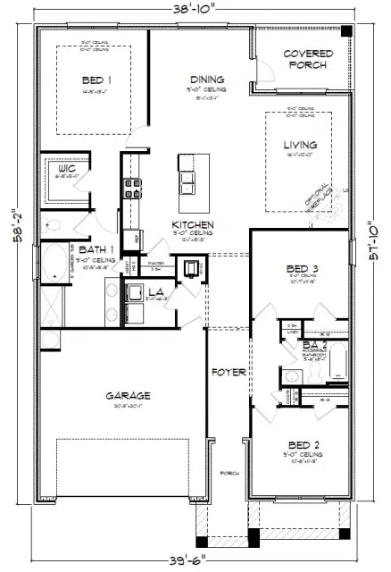 D.R. Horton The Lamar - Floor-plan drawing, Fallschase at Pathstone