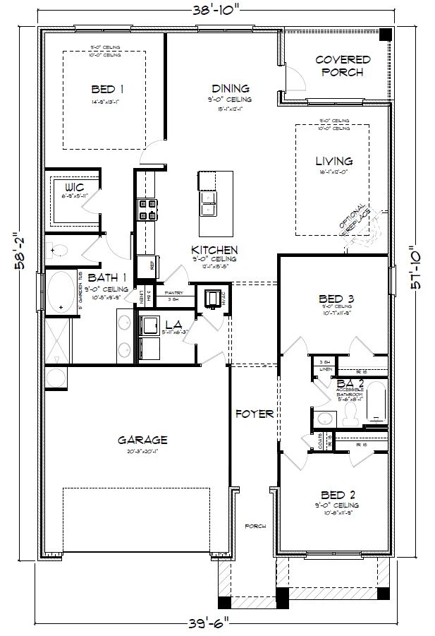 D.R. Horton The Lamar - Floor-plan drawing, Fallschase at Pathstone