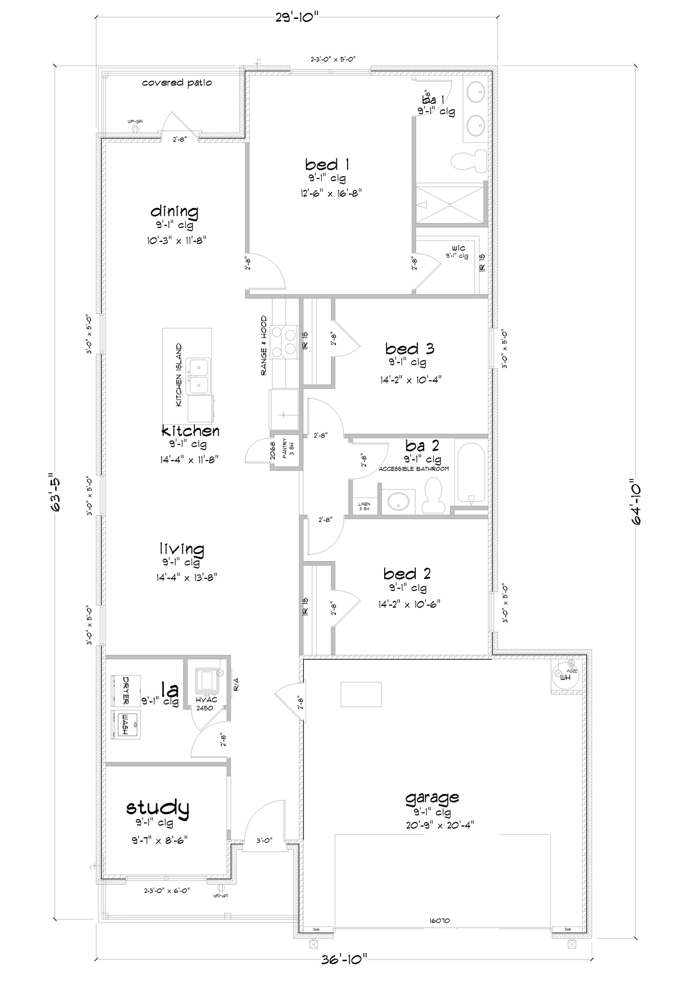 D.R. Horton Julia With 2 Car Garage - Floor-plan drawing, Paxton Farms