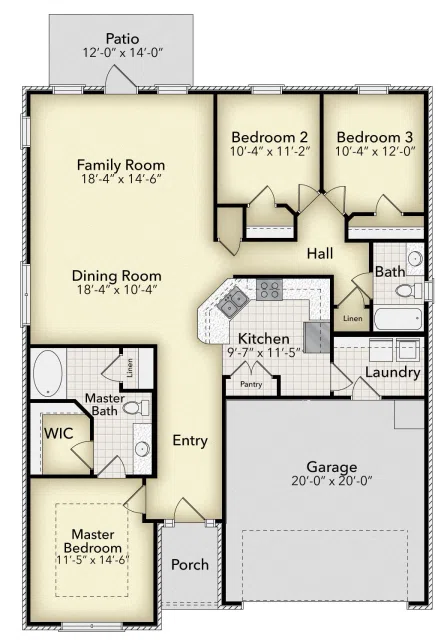 Adams Homes 1525 - Floor-plan drawing, Amberley