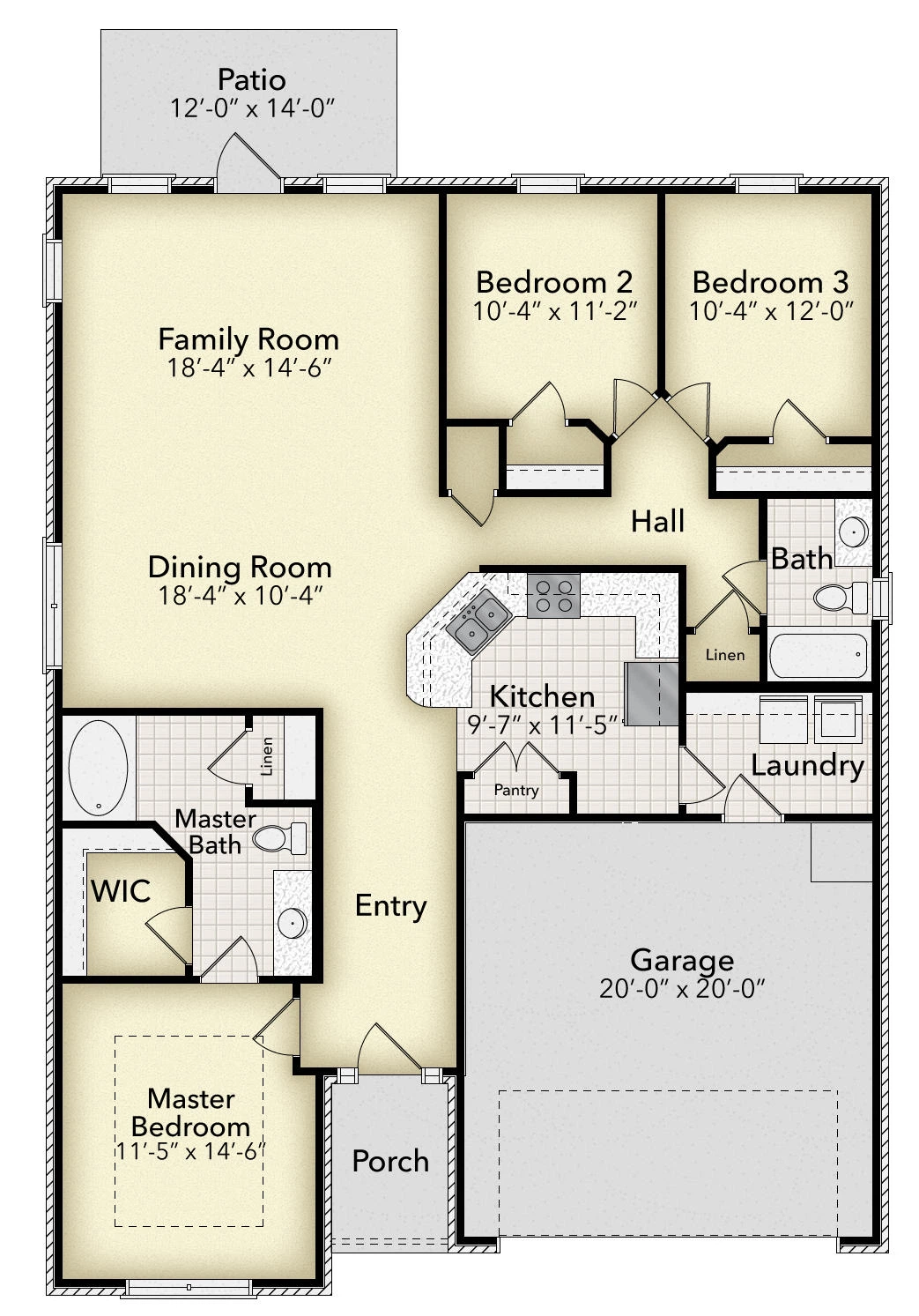 Adams Homes 1525 - Floor-plan drawing, Amberley