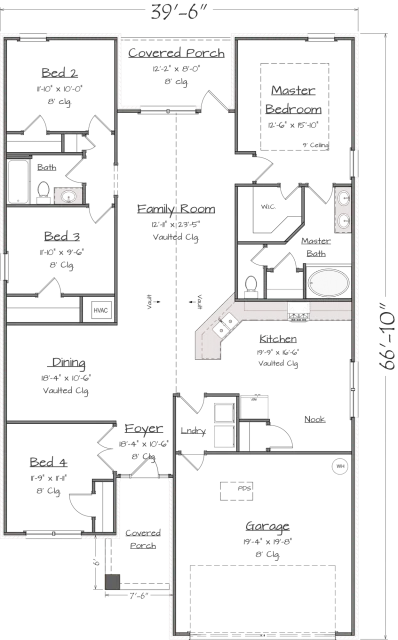 Adams Homes 1820-2 - Floor-plan drawing, Paxton Farms