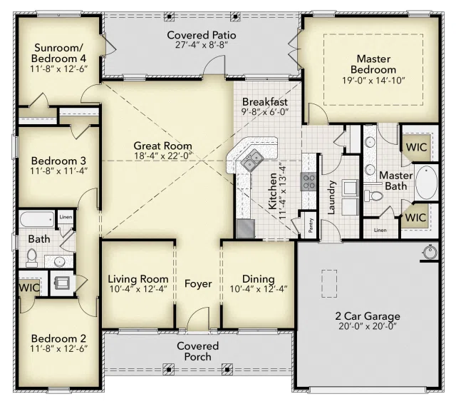 Adams Homes 2202-0 - Floor-plan drawing, Briar Rose