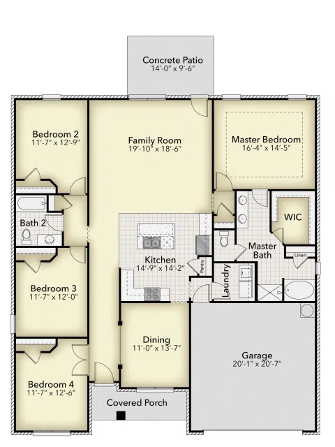Adams Homes 2100 - Floor-plan drawing, Pecan Valley