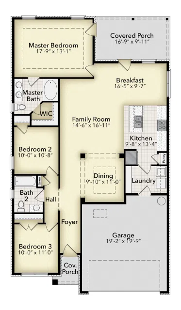 Adams Homes 1522 - Floor-plan drawing, Parkland Place