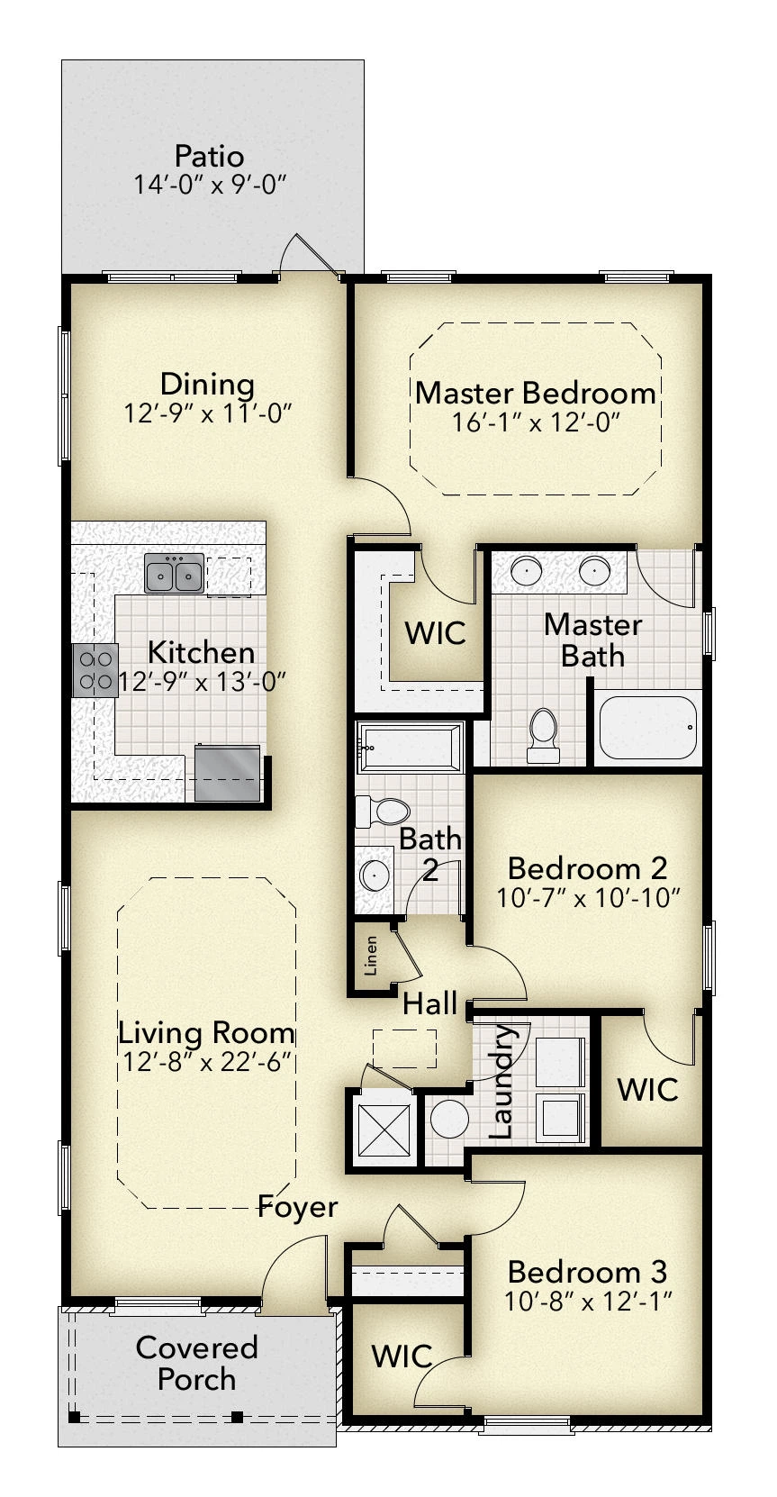 Adams Homes 1515 Cottage - Floor-plan drawing, Turtle Creek