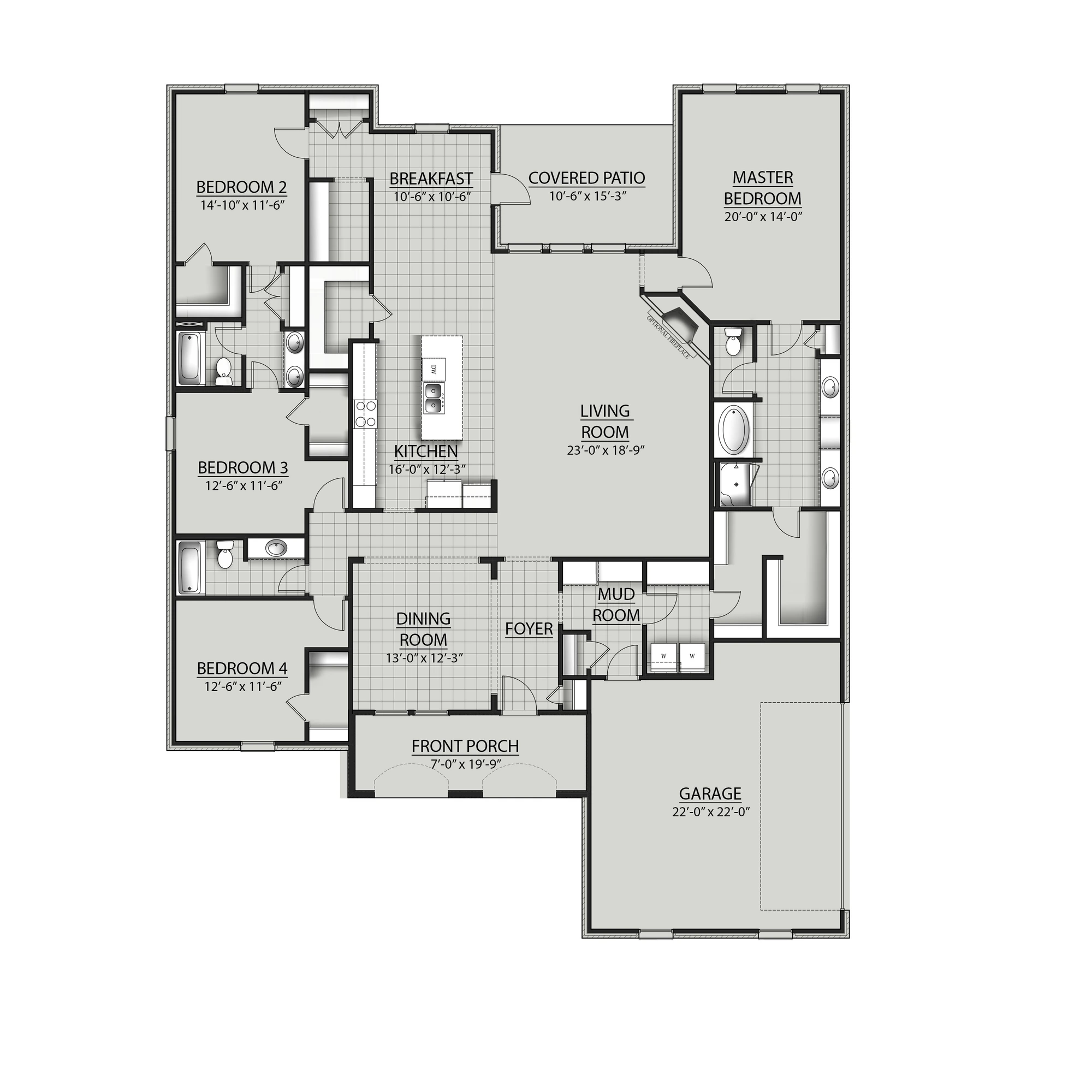 DSLD Homes Jefferson IV G - Floor-plan drawing, Iron Rock