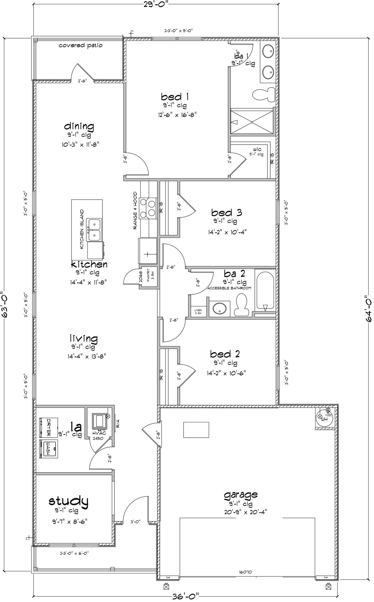 D.R. Horton Julia With 2 Car Garage - Floor-plan drawing, Ivey Ridge