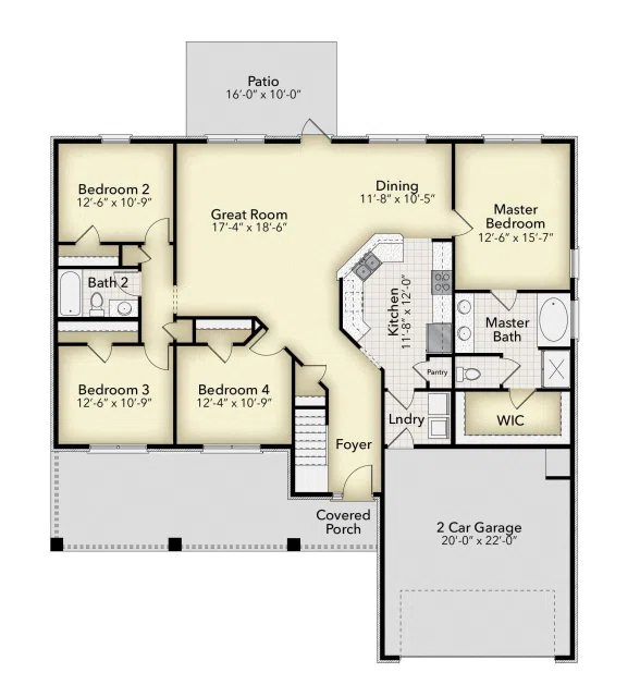 Adams Homes 2624 - Floor-plan drawing, Pecan Valley