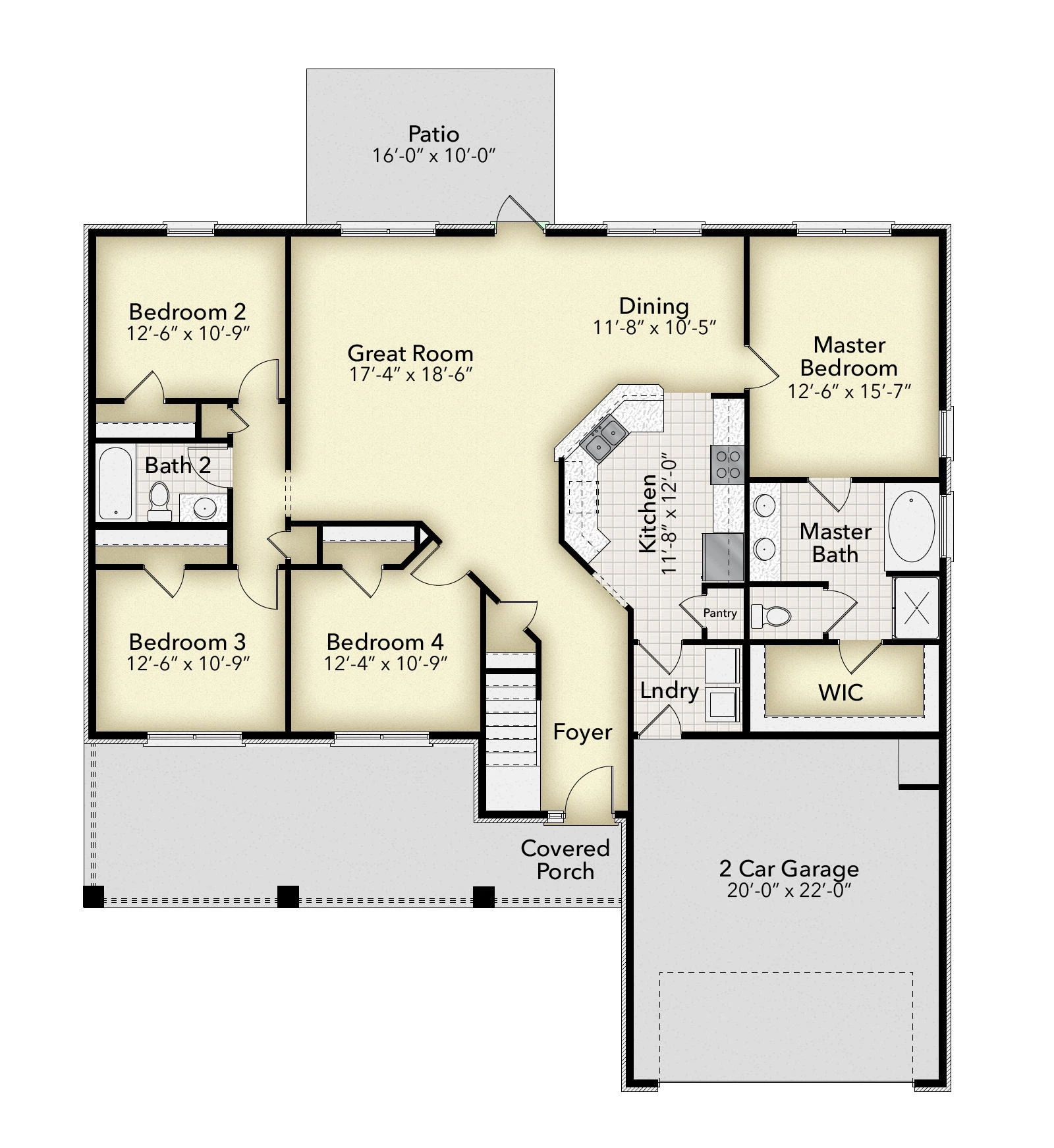 Adams Homes 2624 - Floor-plan drawing, Blossom Grove