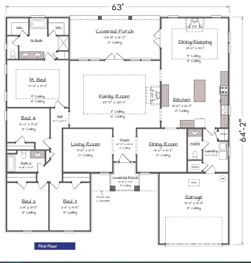 Adams Homes 2831 - Floor-plan drawing, Briar Rose