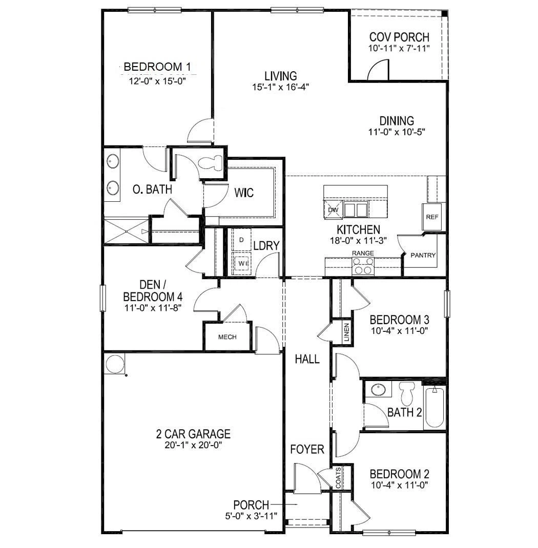 D.R. Horton The Beau - Floor-plan drawing, Reserve at Brookhaven