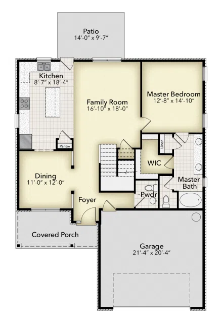 Adams Homes 2628 - Floor-plan drawing, Sandy Creek