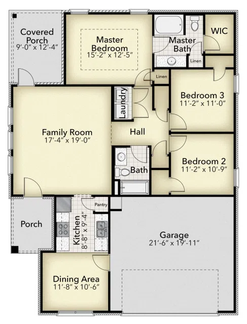 Adams Homes 1348 - Floor-plan drawing, Paxton Farms