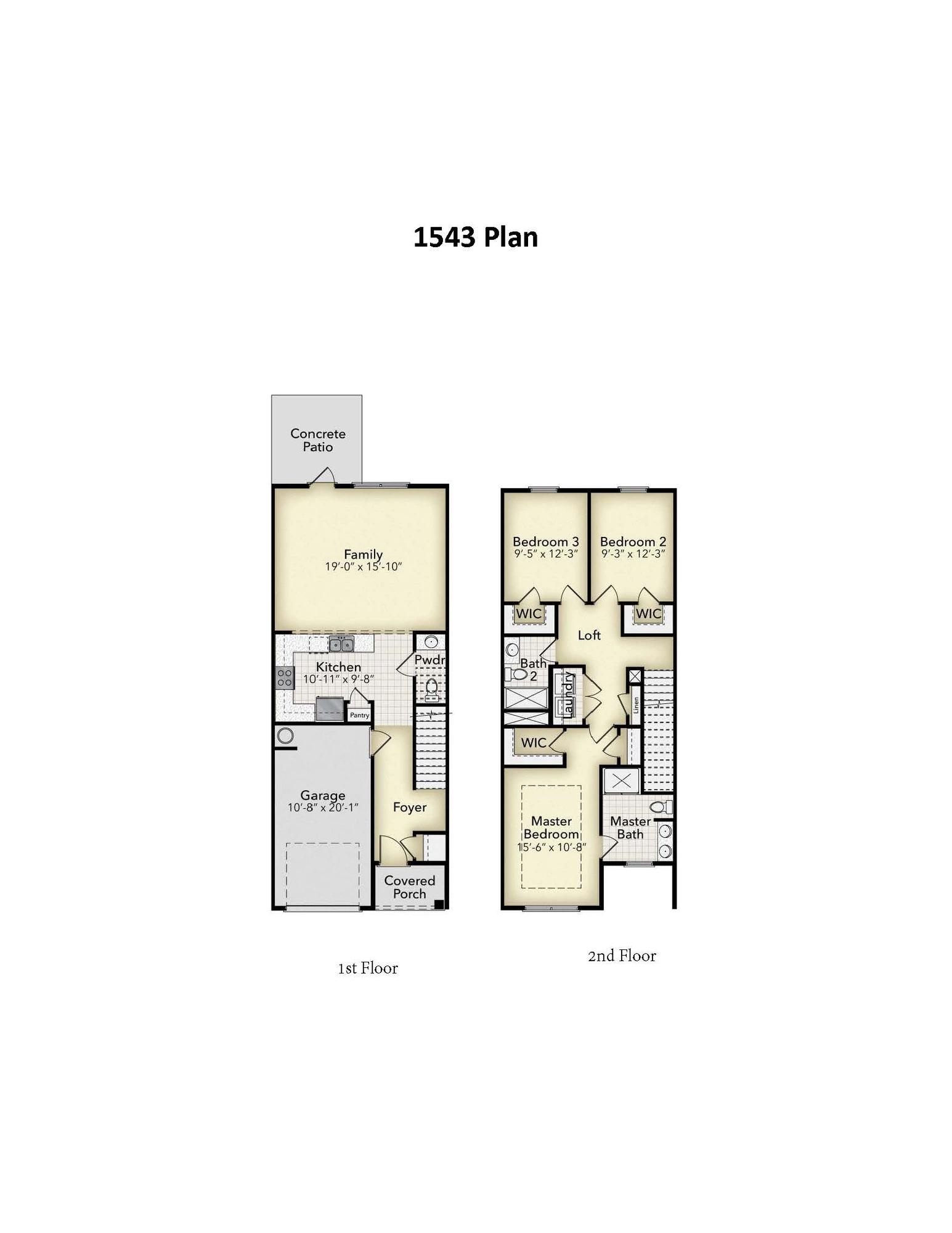 Adams Homes 1543 Townhome - Floor-plan drawing, Highland Ridge