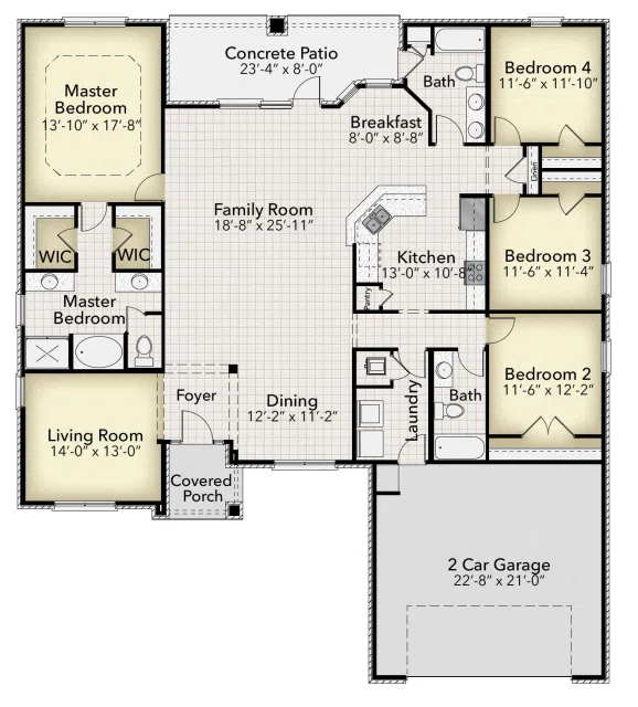 Adams Homes 2402 - Floor-plan drawing, Pecan Valley