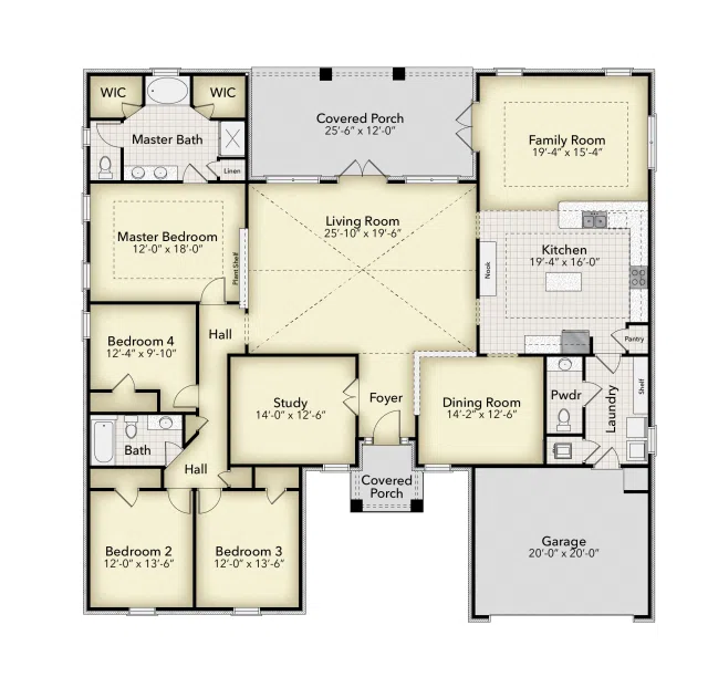 Adams Homes 2948 - Floor-plan drawing, Pecan Valley