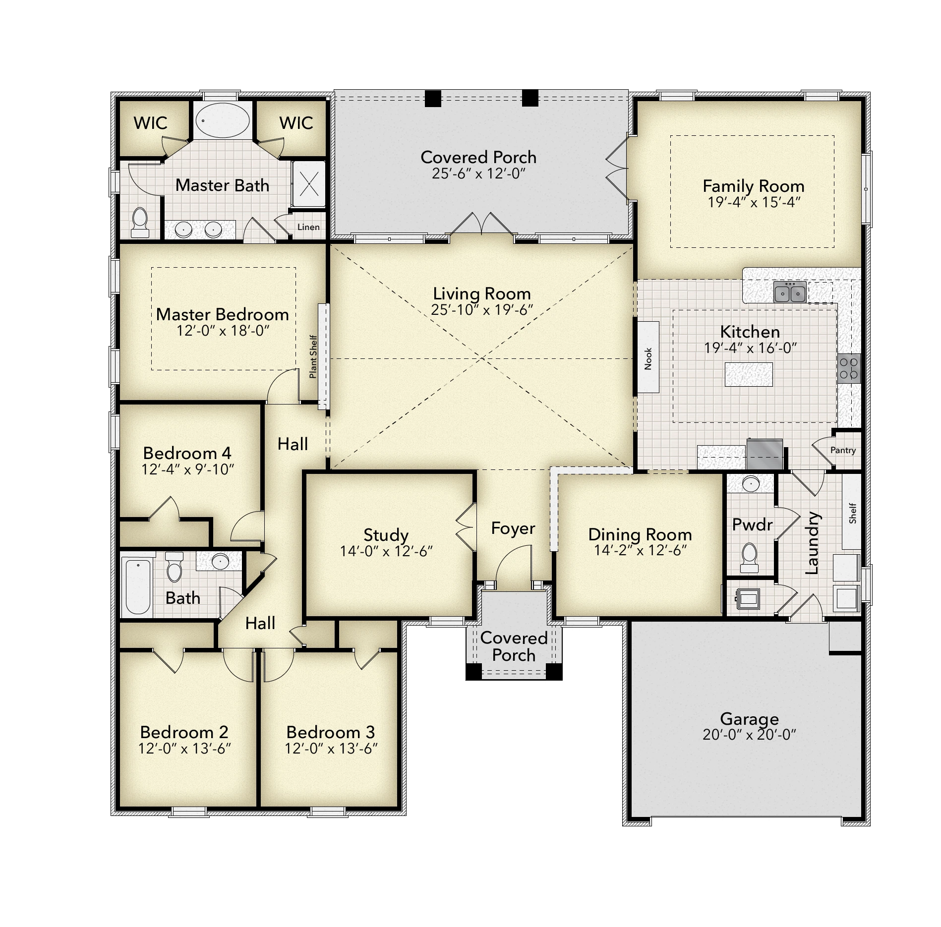 Adams Homes 2948 - Floor-plan drawing, Pecan Valley