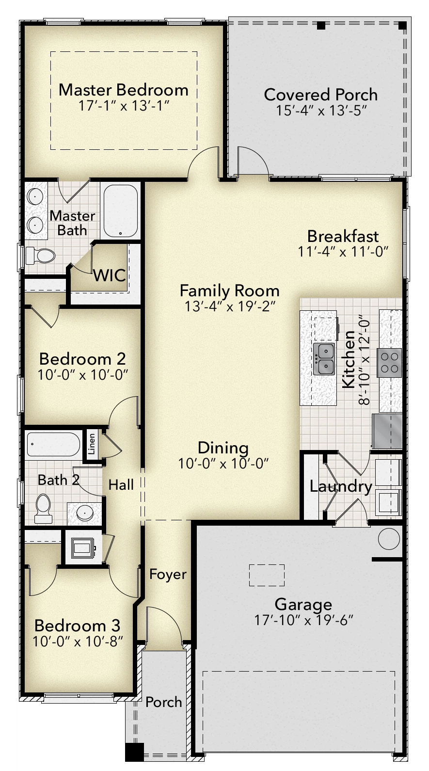 Adams Homes 1425 - Floor-plan drawing, Allison Acres