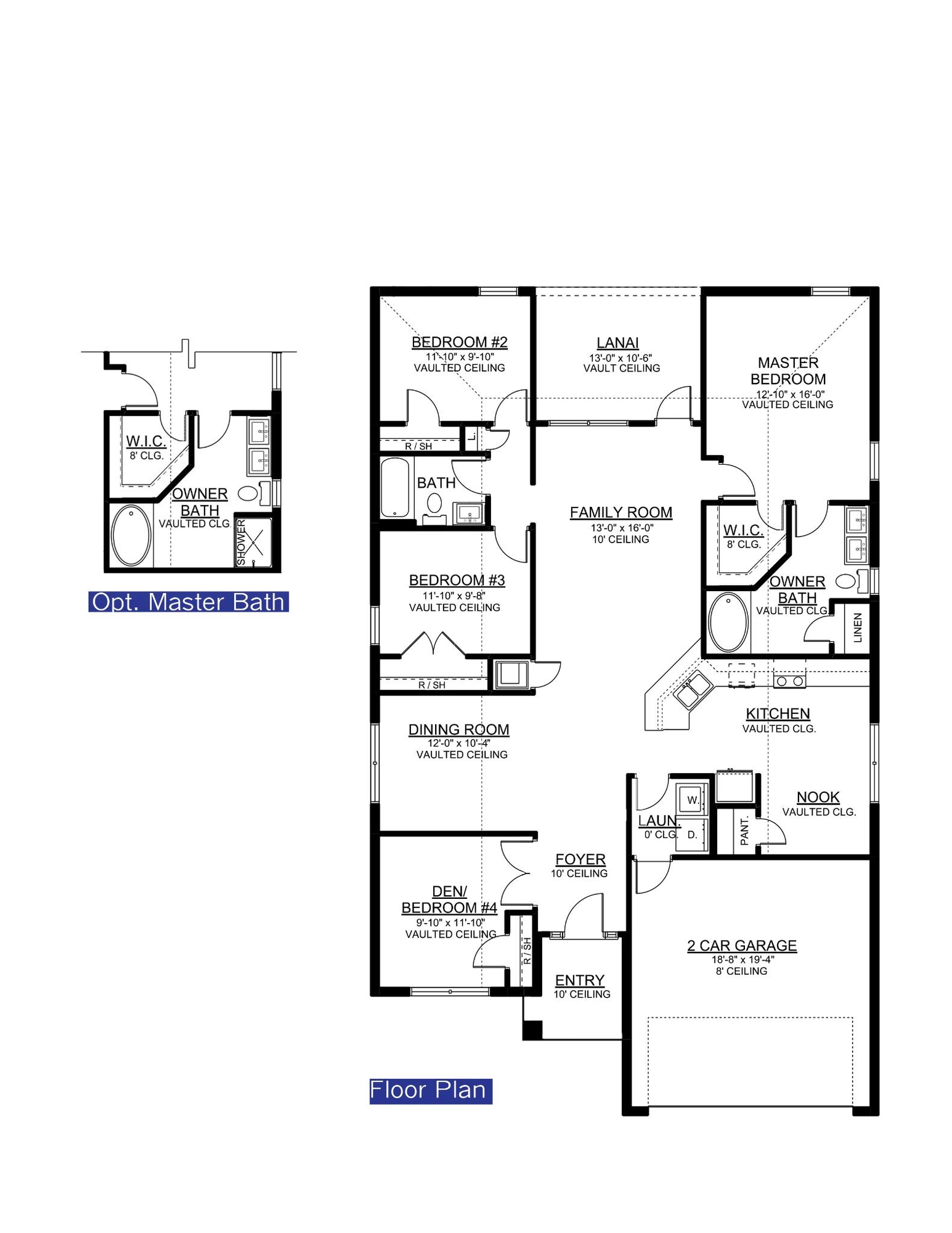 Adams Homes 1820 - Floor-plan drawing, Pine Top