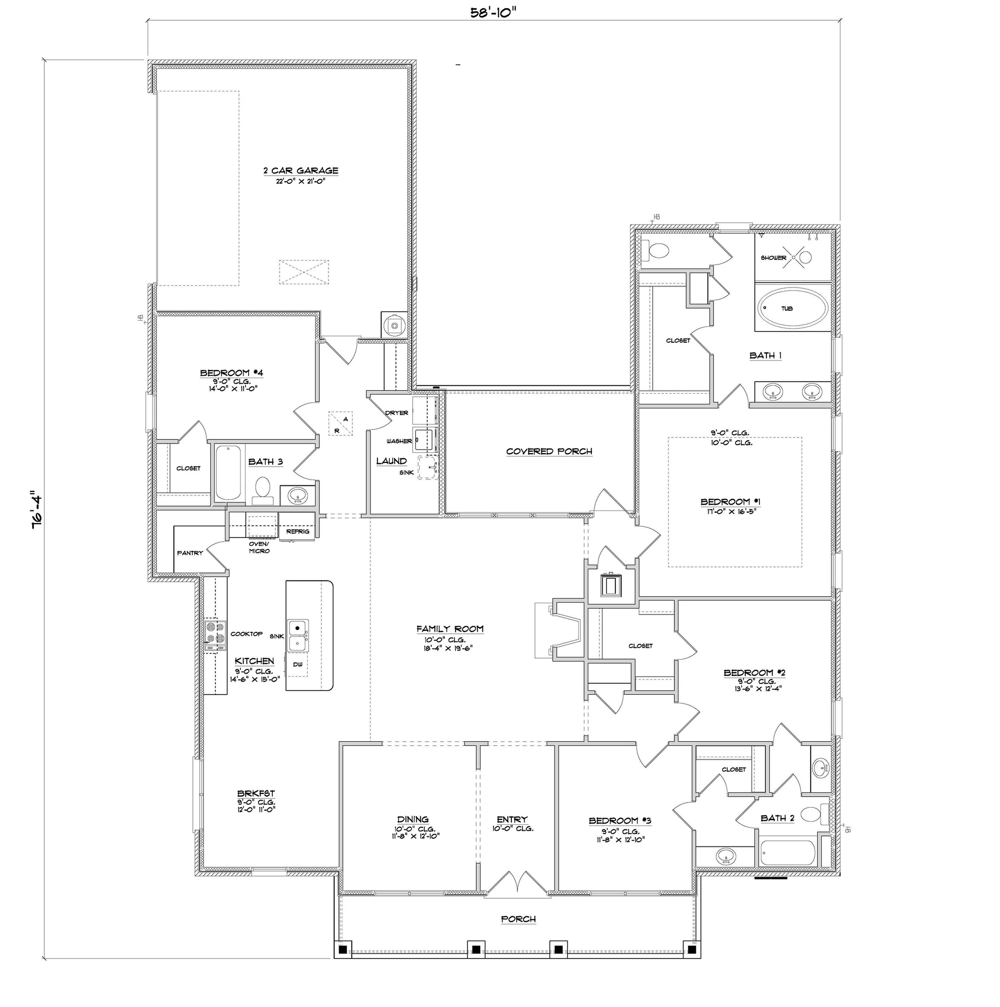 D.R. Horton Mockingbird - Floor-plan drawing, Harvest Green West