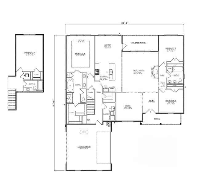 D.R. Horton Hickory - Floor-plan drawing, Harvest Green West