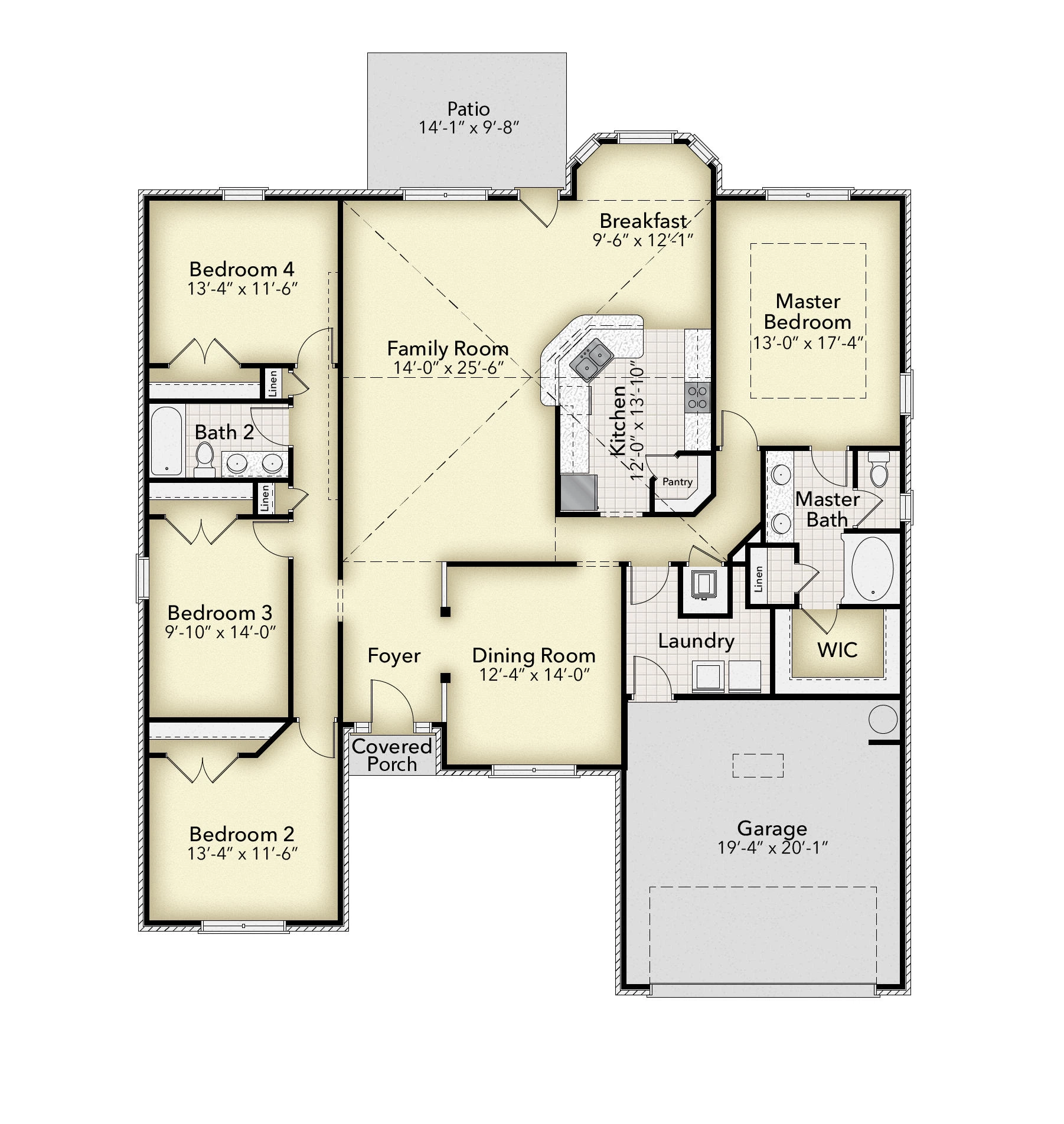 Adams Homes 2320 - Floor-plan drawing, Forest Park