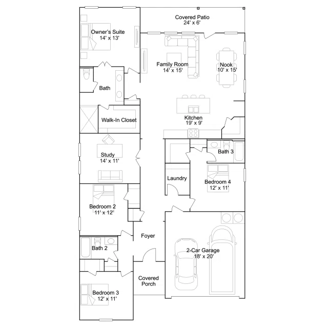 Lennar Hendrix - Floor-plan drawing, Lakeland