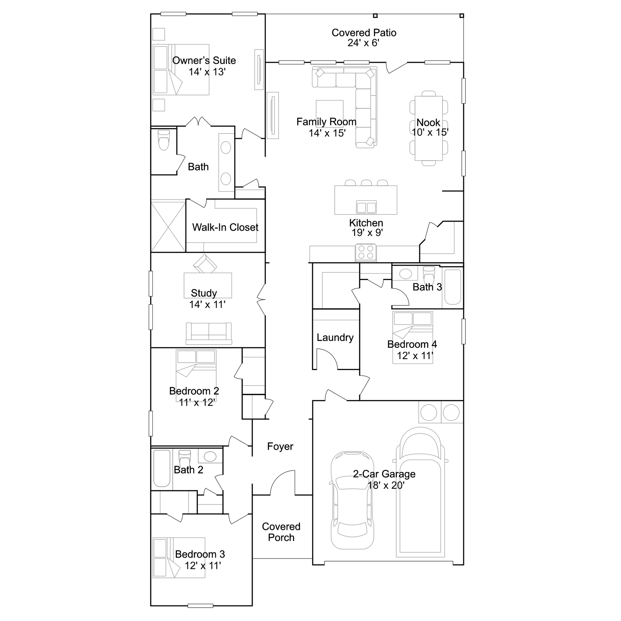 Lennar Hendrix - Floor-plan drawing, Lakeland