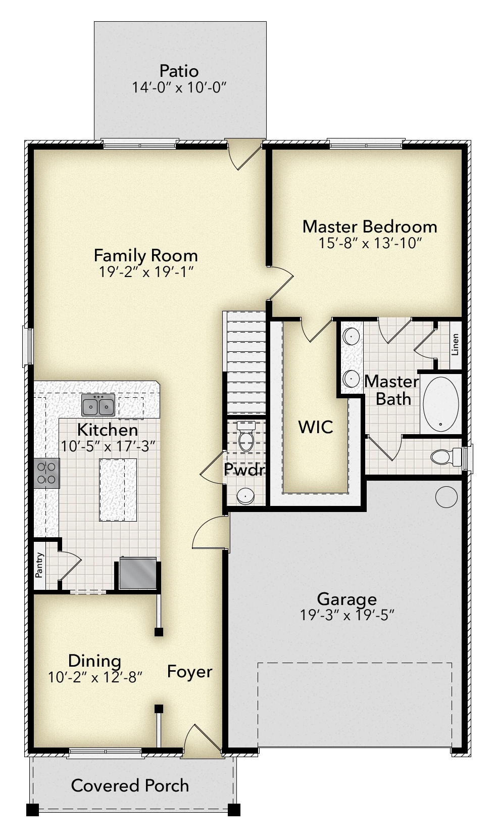 Adams Homes 3105 - Floor-plan drawing, Parkland Place