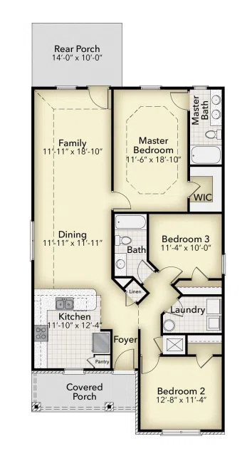 Adams Homes 1454 - Floor-plan drawing, Turtle Creek