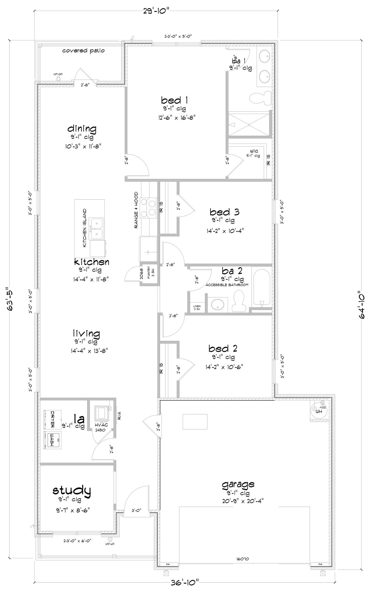 D.R. Horton Julia With 2 Car Garage - Floor-plan drawing, Autumn Lakes