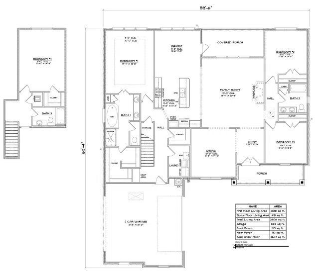 D.R. Horton Hickory - Floor-plan drawing, Jubilee Farms